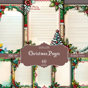 Carta da lettere di cancelleria natalizia, download digitale, carta da lettere A4 natalizia, lettera di Babbo Natale, lettere di amici di penna, note personalizzate
