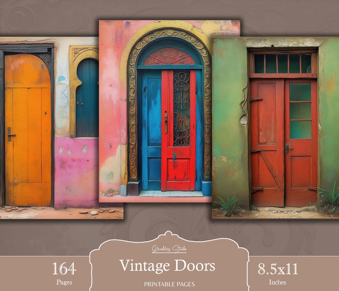 Vintage Rustic Doors Printable, Shabby Junk Journal Pages, Collage ...