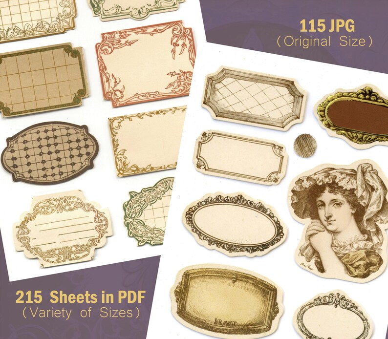 Victorian Labels Printable Ephemera, Vintage Label Frames, Junk Journal ...