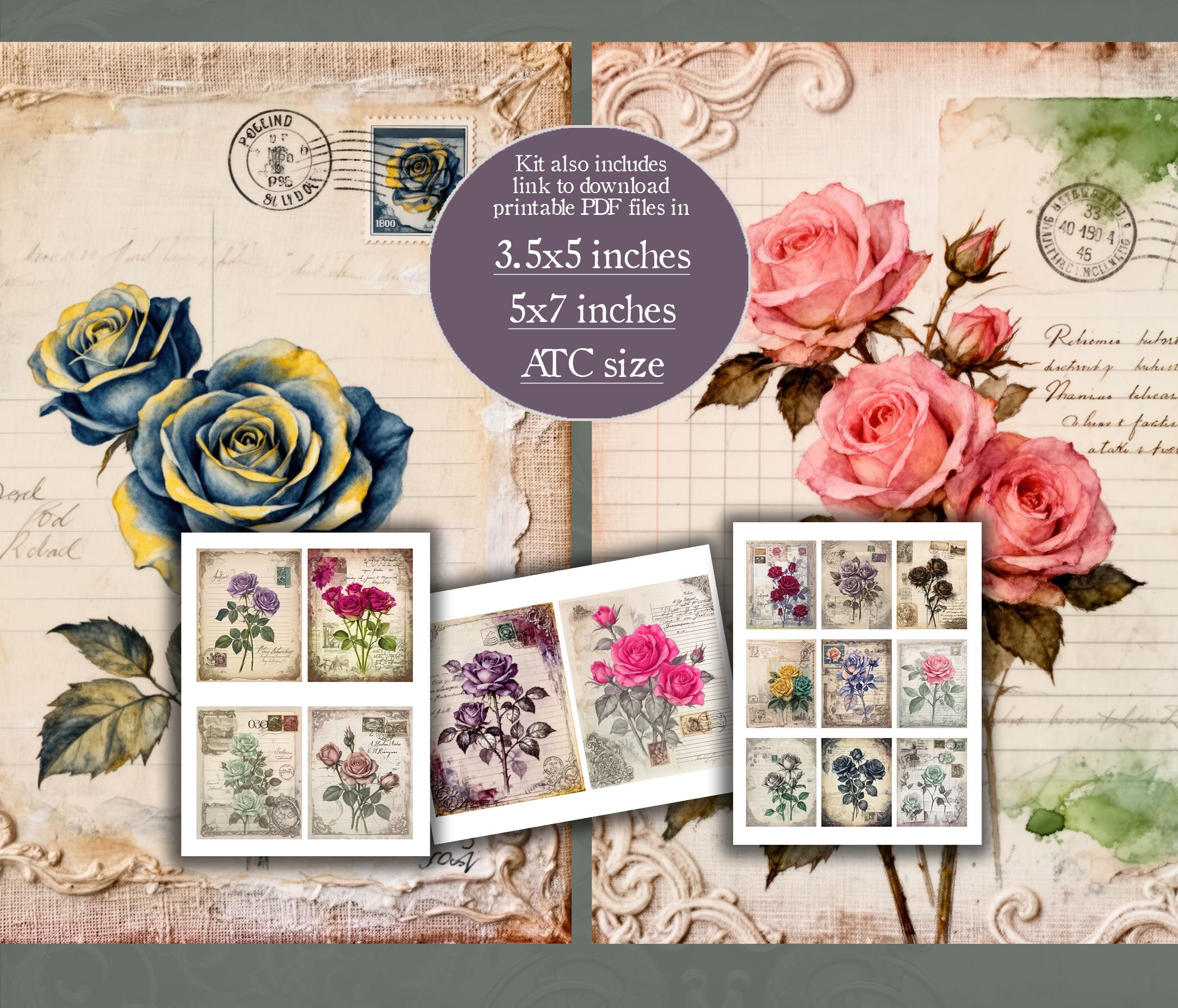 Shabby Chic Rose Junk Journal Kit, Floral Pastel Pages, Printable ...