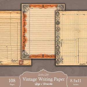 Shabby Grunge Journal Pages: Vintage Ephemera, Lined & Blank Papers (Digital Download)