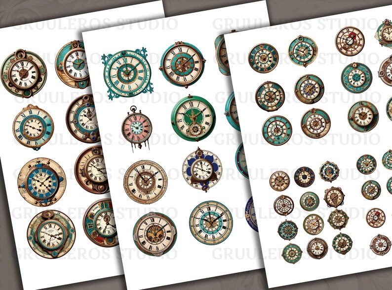 Antique Clock, A4 Printable, Vintage Clock, Face Clock, Journal Kit ...