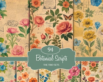 Botanical Journal Kit: Vintage Ephemera for Junk Journals (Digital Download)