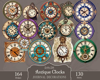 Antique Clock, A4 printable, vintage clock, face clock, Journal Kit, diy paper, crafting, digital download, collage, Victorian Clocks Labels