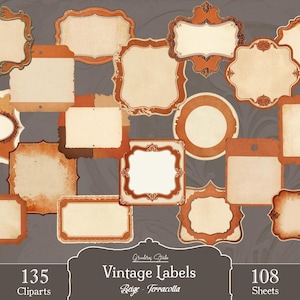 Printable Blank Labels (PNG & PDF), Custom Labels, Old Frame Tags for Junk Journals, Apothecary Jar Labels, Digital Download, Commercial Use