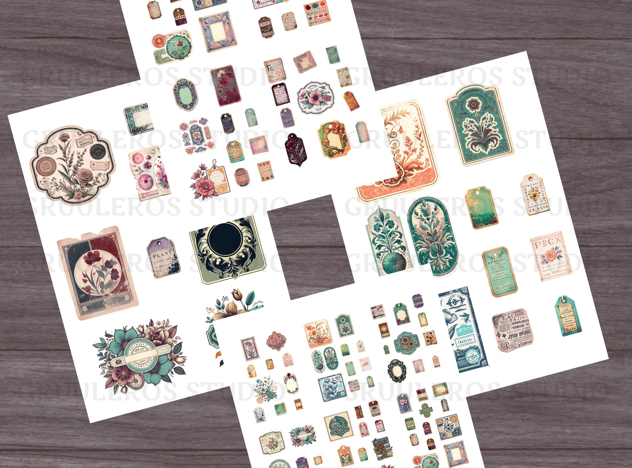 Vintage Labels Tags Digital Junk Journal Kit, Printables, Art Journal ...