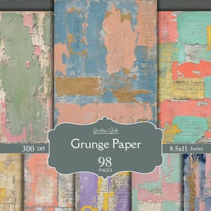 Grunge Digital Paper Pack: Distressed Textures, Scrapbook & Junk Journal (Instant Download, PDF Option Available)