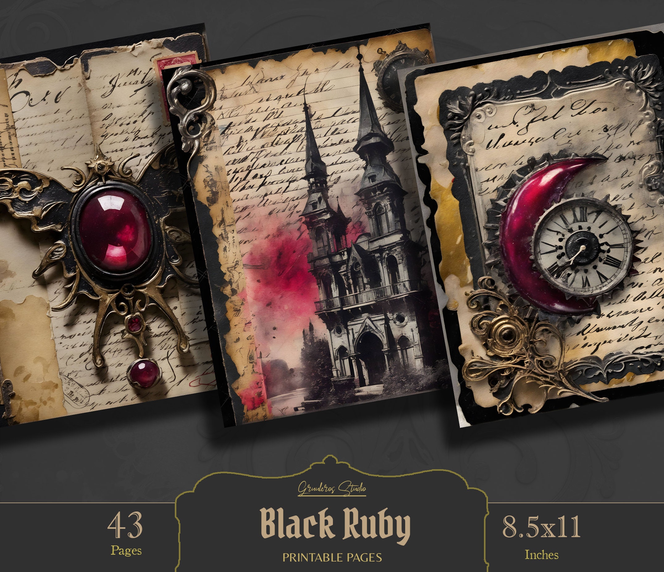 Gothic Junk Journal, Victorian Kit, Book of Shadows, Digital Download ...