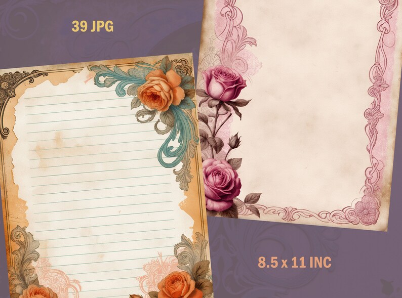 Filligree Writing Victorian Writing Paper, Filigree Pages, Collage Printable Junk Journal ...