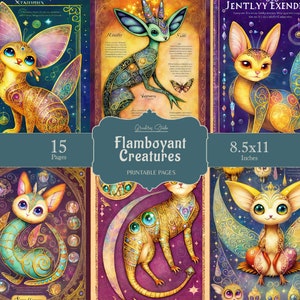 Impresión de criatura extravagante, descarga digital, criatura imprimible, arte mural de fantasía, arte mural de fantasía para habitación infantil