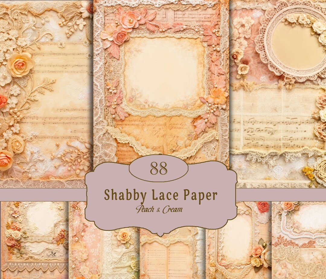 Lace Paper. Perfect for Junk Journals, Scrapbooking and Crafts. Shabby ...