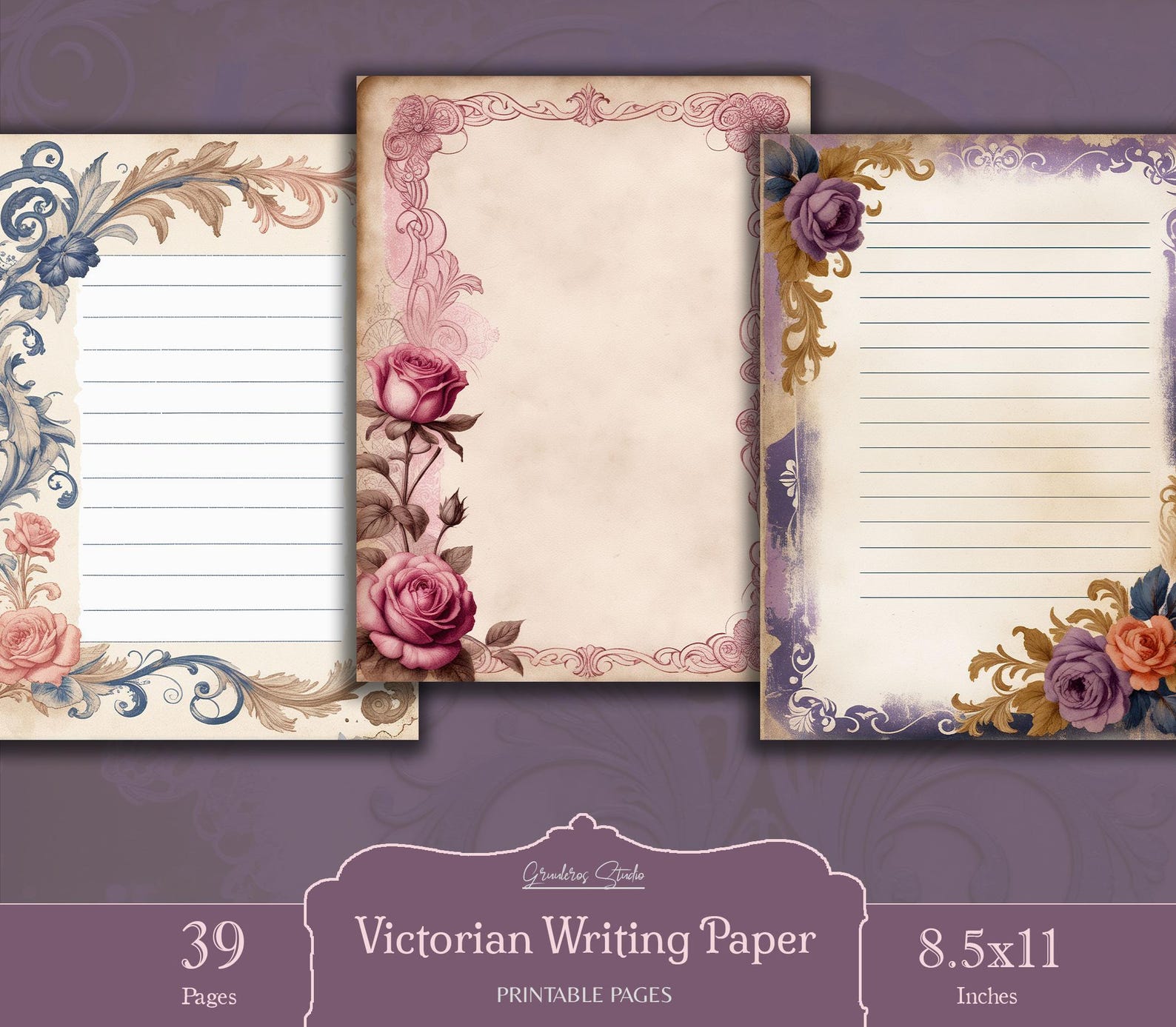 Filligree Writing Victorian Writing Paper, Filigree Pages, Collage Printable Junk Journal ...