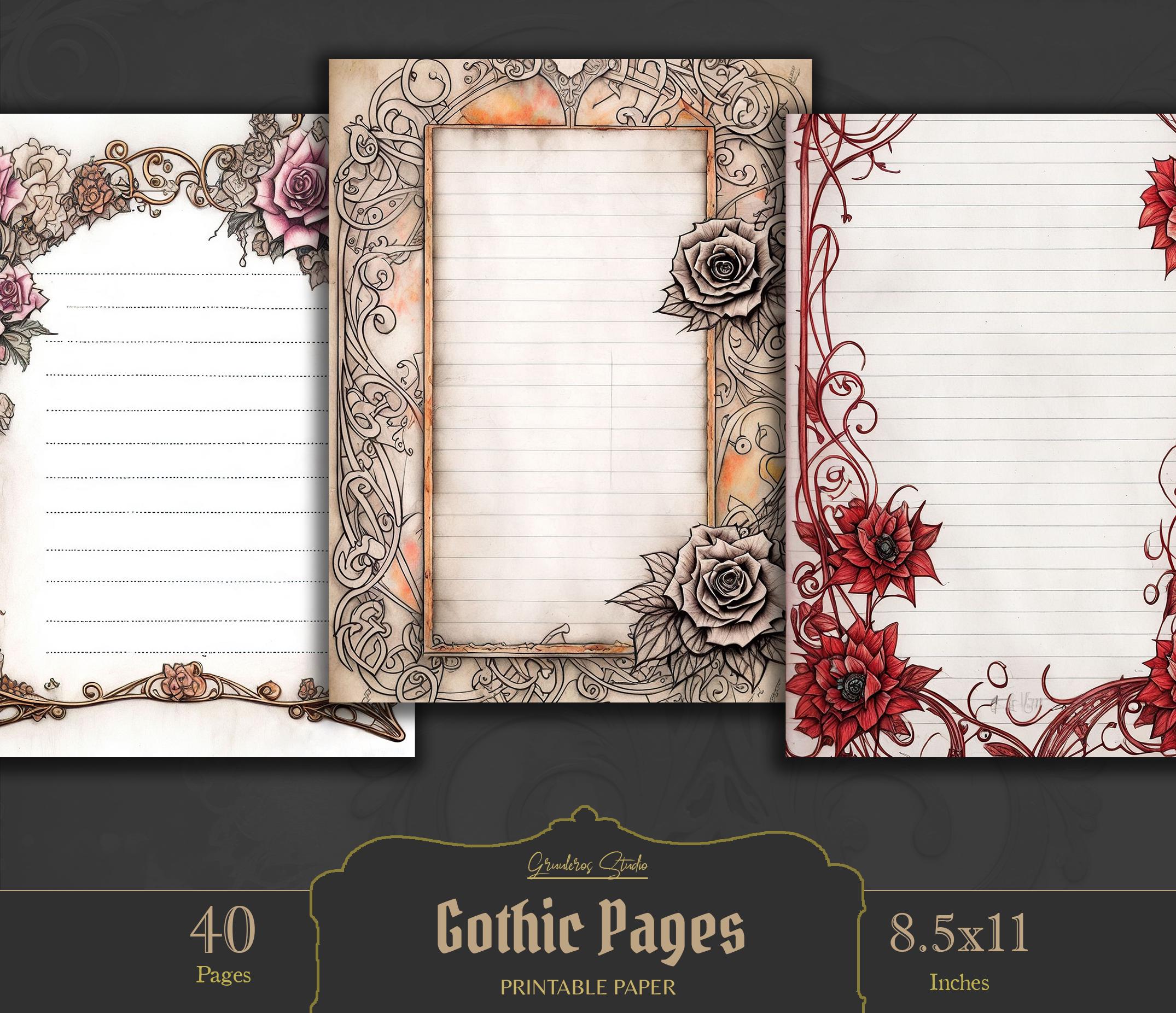 Gothic Stationery Paper, Gothic Writing Paper, Dark Academia Printable ...