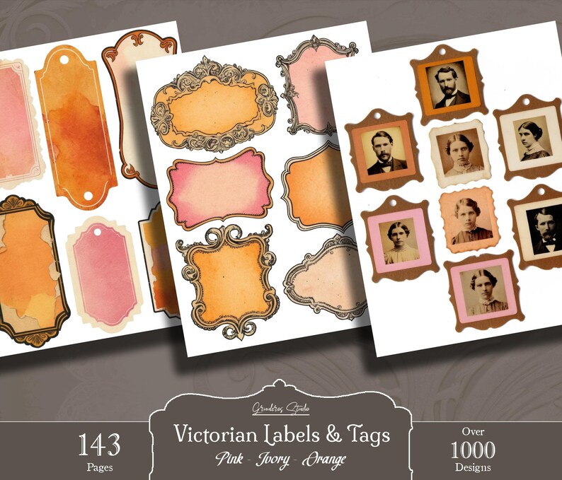 Printable Vintage Labels: Victorian Frames, Rustic Ephemera (PDF Files ...