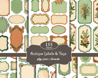 Antique Labels, Victorian Frames, Blank Tags for Junk Journals, Ephemera, Scrapbooking, Bullet Journal, Printable sheets PDF & JPG
