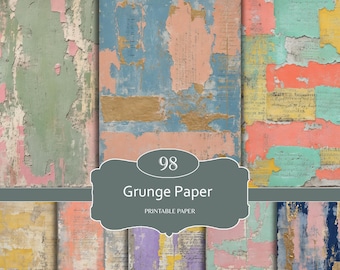 Pacchetto di carte digitali Grunge: texture effetto invecchiato, scrapbooking e junk journal (download immediato, disponibile anche in formato PDF)