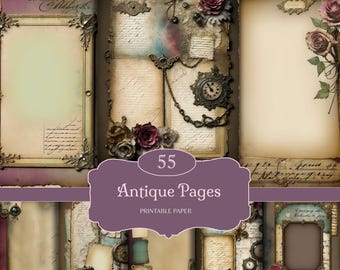 Antique Paper Pack, Junk Journal paper, Bundle, scrapbook paper, printable paper, digital paper, ephemera, bronze, scrapbook page, Gold