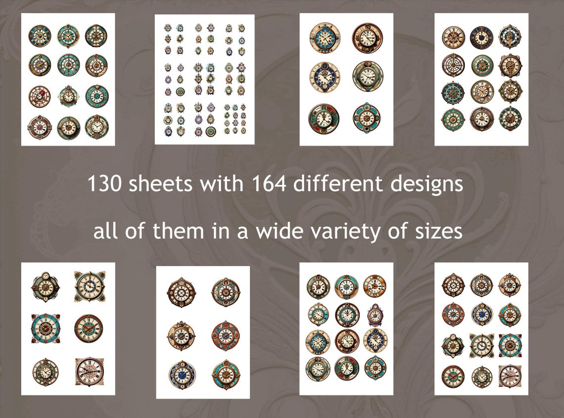 Printable Clock Kit Antique Clock, A4 Printable, Vintage Clock, Face Clock, Journal Kit ...