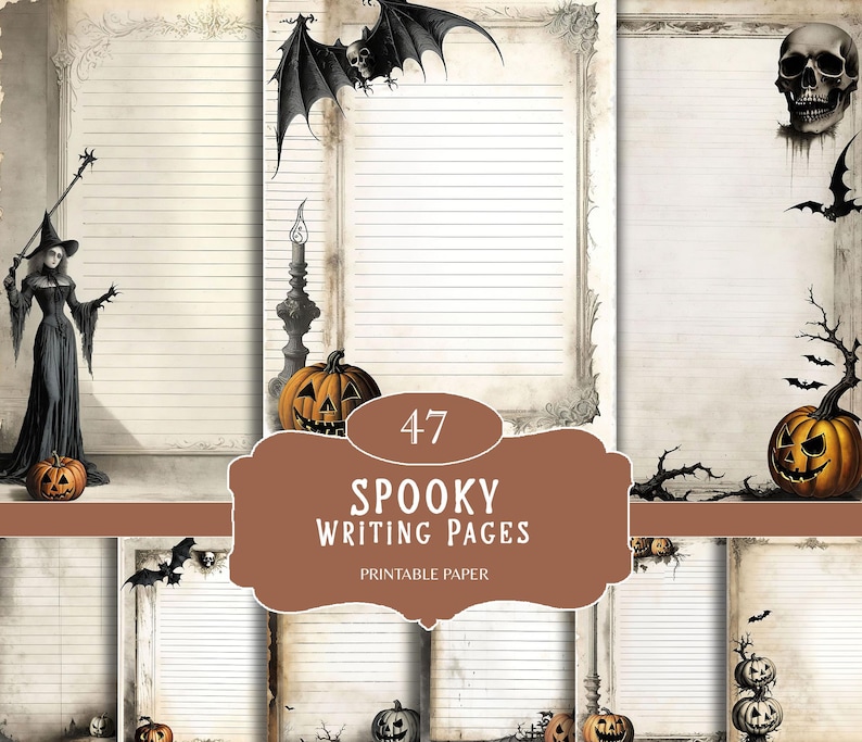 Hanuted Writing Paper Halloween Printable Stationery Writing Papers, Printable Pumpkins ...