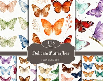 Butterfly Fussy Cuts | 145 Sheets, Colorful Printable Stickers for Junk Journals, Planners & Scrapbooking, Bullet Journal (Digital Download)