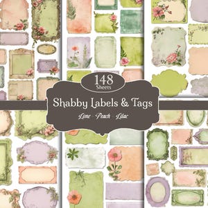 Shabby Vintage Labels, Print and Cut, Blank Collage Sheets for Junk Journals, Apothecary, Notes, Tags & Potion Bottles, Printable Ephemera