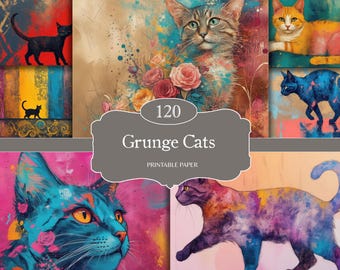 Cat Junk Journal Kit: Printable Ephemera, Collage Sheets (Digital Download, PDF Available)