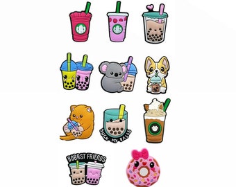 Bubble tea crocs charms | Boba Jibbitz | Drinks croc charms | Coffee croc charms | Donut jibbitz | Frappuccino | PVC rubber | cute drinks