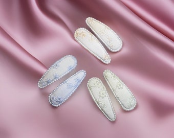 Embroidered Layla Snap Clips - Set of two | hair clip | baby girl hair clip |clips for girls | snap hair clip toddler