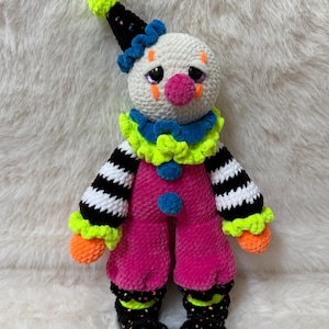 Made to order Clubs the clown- Handmade Amigurumi Clown Plush – Colorful Crochet Plush Toy –Circus-Themed Plushie Gift –Collectible Soft Toy