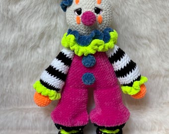 Handmade Crochet Clown Plushie: Customizable Circus Decor | Amigurumi Clown Plushie