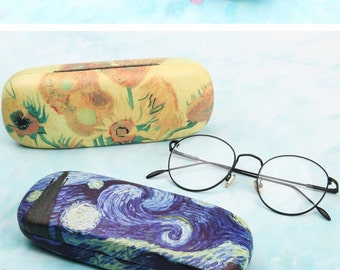 Vincent Van Gogh Die Sternennacht, Mandelblüte, Sonnenblumen Ästhetische Kunst Vintage Ölgemälde Sonnenbrille Hard Case