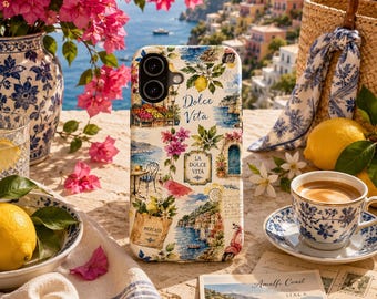 La Dolce Vita Collage Handyhülle | Vintage italienische Blumenszenen