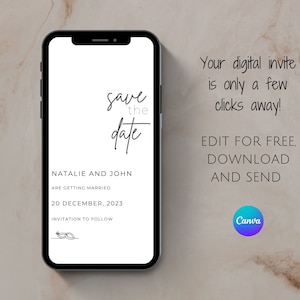 Save the Date digital invitation, Save the Date template, Editable invite, Modern Wedding Digital Download, Save the Date evite, TXT
