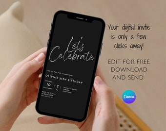 Modern Electronic Birthday Invitation: Minimalist Text Message Invite (Digital Download)