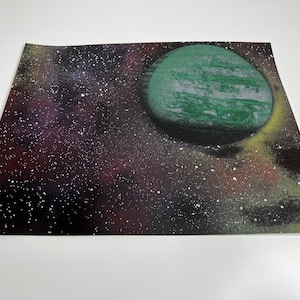 Handmade spray paint outer space art