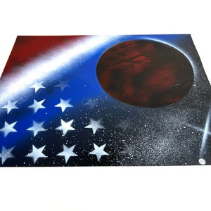 Handmade spray paint outer space art for Firefighters