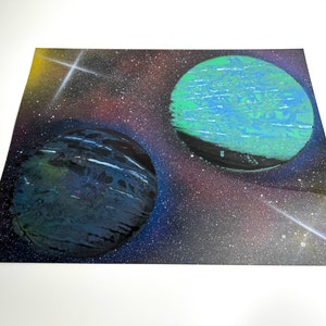 Handmade spray paint outer space art