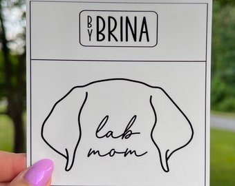 Lab Mom Waterproof Sticker, Labrador Ears Decal