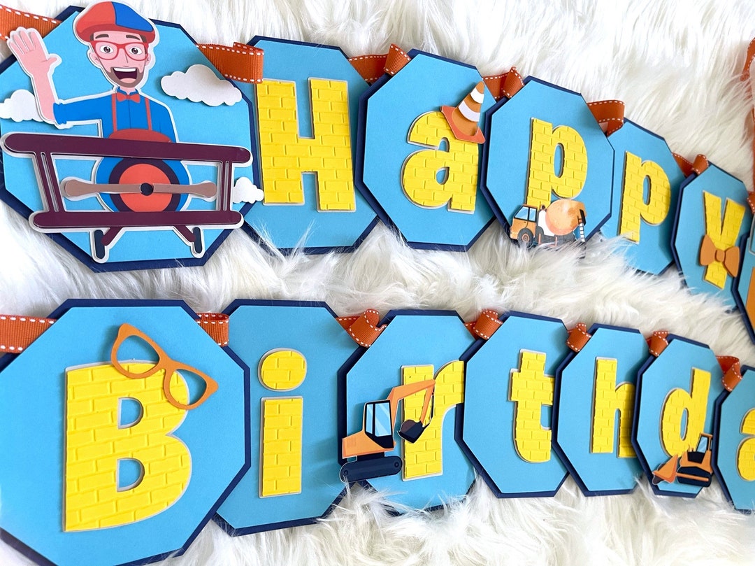 Blippi Happy Birthday Banner Blippi Party Decor - Etsy UK
