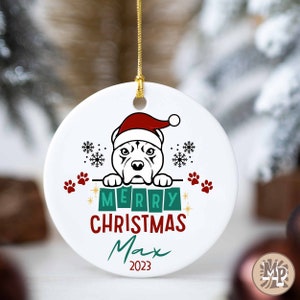 Personalized Pit Bull Ornament, Custom Pit Bull Dog Lovers Christmas Ornament, Personalized Christmas Ornaments Dog, Personal Dog Ornaments