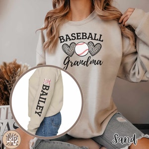 Personalized Baseball Grandma Sweatshirt Custom Baseball Sweatshirt Your Name Baseball Shirt Baseball Nana Shirt Custom Baseball Gigi Shirt