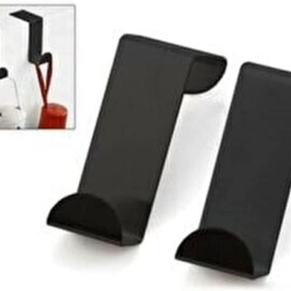 Pack of 4 Stainless Steel Reversible Over Door Cabinet Drawer Hooks Office Kitchen Towel Coat Hooks Rack (Black)