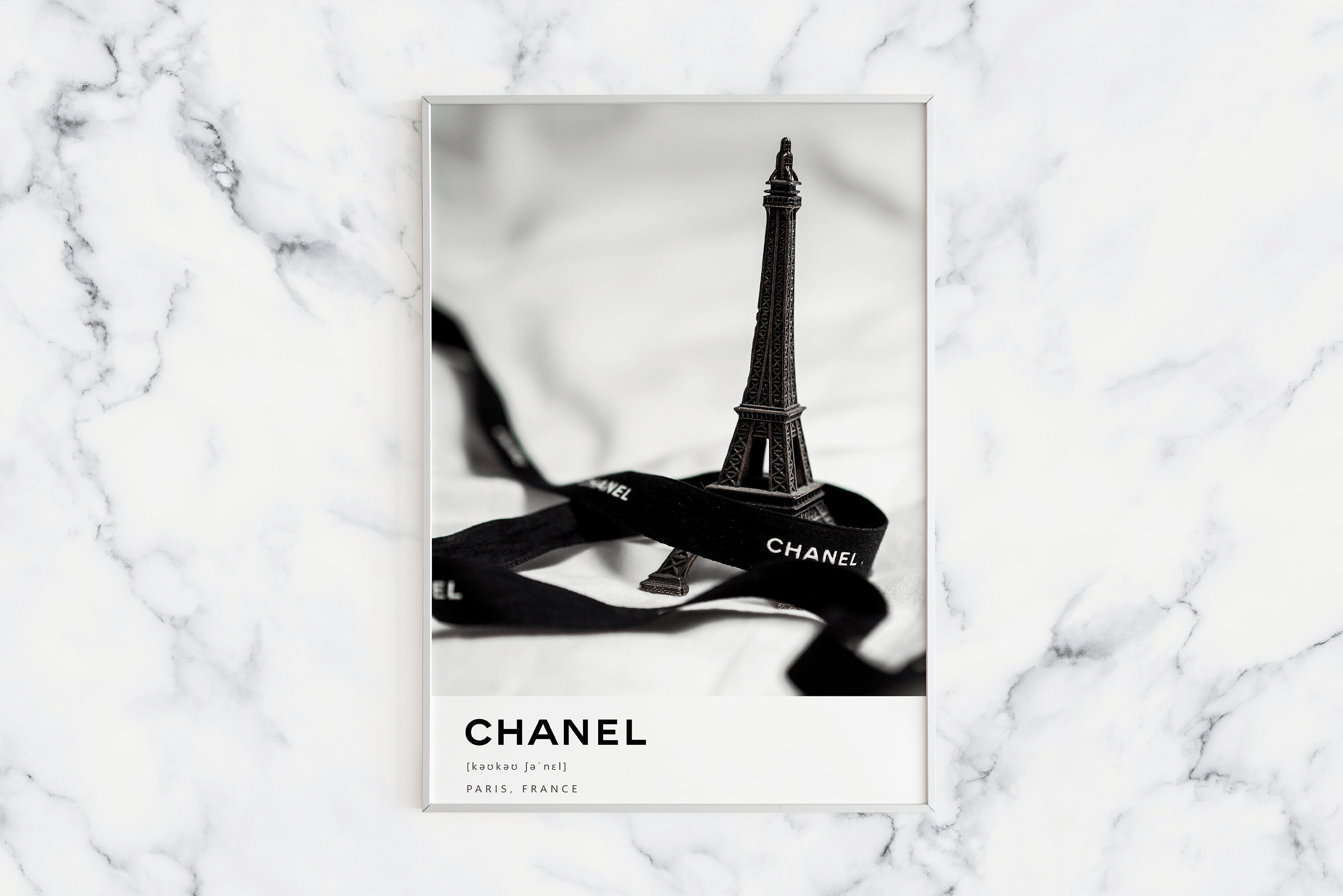 Printable Chanel Designer Wall Art, Chanel Eiffel Tower