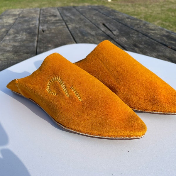Moroccan Babouche yellow suede for women - Moroccan Babouche - Natural color