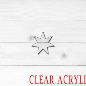 Seven Pointed Star Shape, Clear Acrylic Craft Blank, Colored Acrylic Blank
