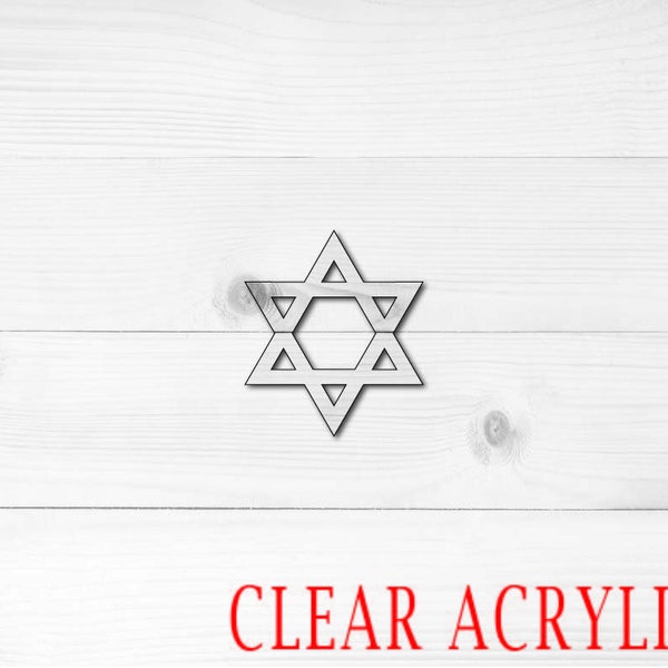 Star of David Shape, Clear Acrylic Craft Blank, Colored Acrylic Blank