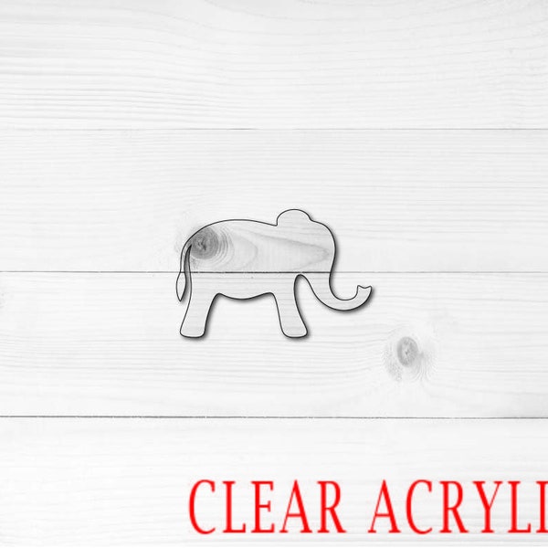 Simple Elephant Shape, Clear Acrylic Craft Blank, Colored Acrylic Blank