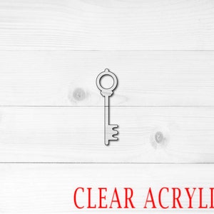 Skeleton Key Shape, Clear Acrylic Craft Blank, Colored Acrylic Blank