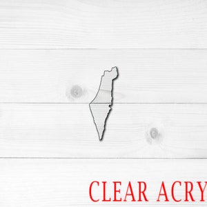 Israel Shape, Clear Acrylic Craft Blank, Colored Acrylic Blank