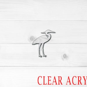 Heron Shape, Clear Acrylic Craft Blank, Colored Acrylic Blank